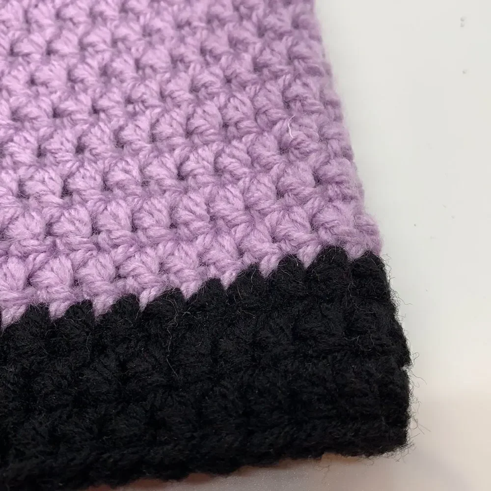Hand made purple and black beanie cap tassel hat